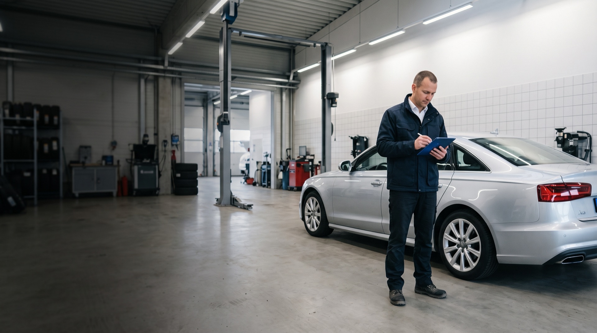 Kfz-Sachverständiger dokumentiert den Zustand eines Leasingfahrzeugs